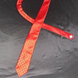 Izod Red Tie with Blue Diamond Pattern